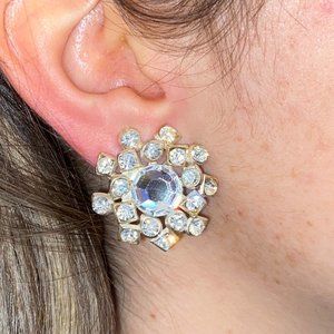 Vintage mid 1990s Clear Stones Clip-on Earrings